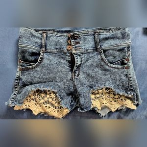 Acid Wash Lace Insert Shorts